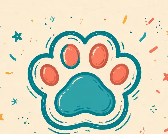 Pawlytes teal and coral doodle paw logo